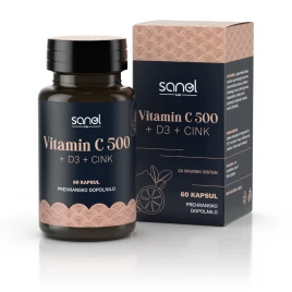 Sanol LAB Vitamin C 500 + D3 + cink, 60 kapsul