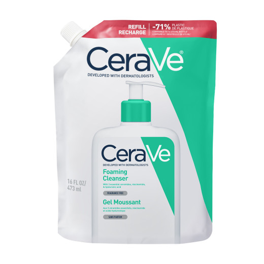 CeraVe, peneči čistilni gel za normalno do mastno kožo REFILL, 473 ml