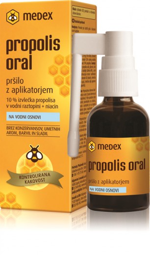 Medex, propolis oral na vodi osnovi, pršilo z aplikatorjem, 30 ml