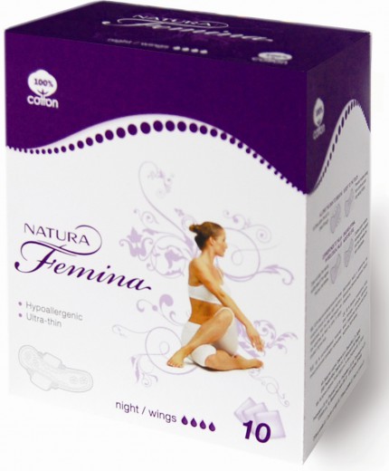 Higienski vložki Natura Femina night/wings, 10 kos