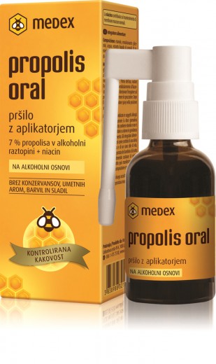 Medex, propolis oral na alkoholni osnovi, pršilo z aplikatorjem, 30 ml