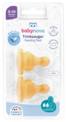 BABY-NOVA Cucelj, lateks, M (za mleko), 2 kosa