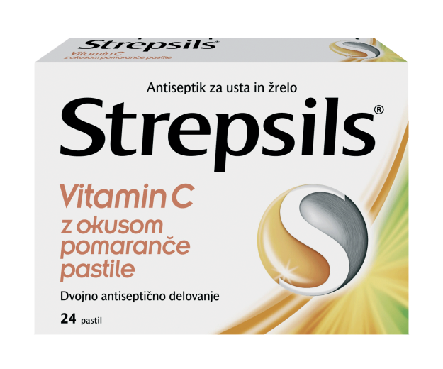 Strepsils Vitamin C, pastile z okusom pomaranče, 24 pastil  
