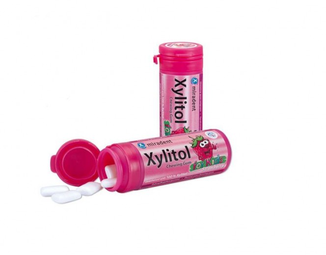 Xylitol, žvečilni gumi Jagoda za otroke, 30 kosov