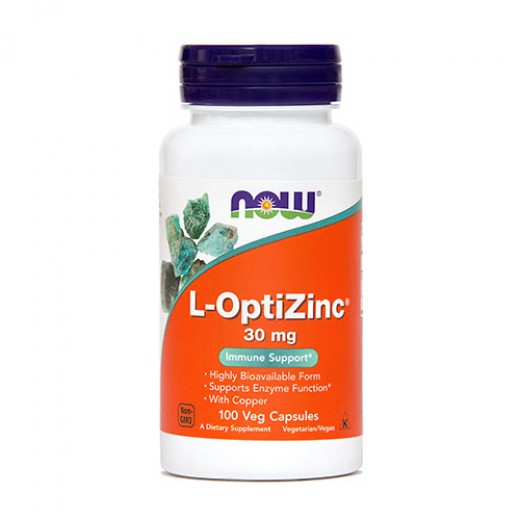 Cink (L-OptiZinc) NOW 30 mg, 100 kapsul