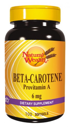 Natural Wealth, Beta Karoten 6 mg, 100 kapsul