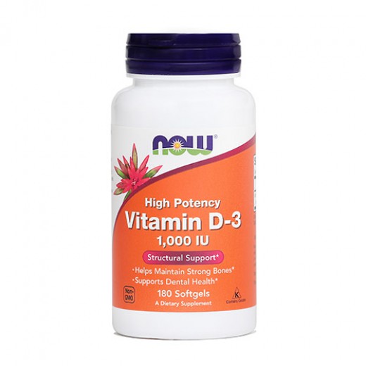 Vitamin D-3 NOW, 25 µg oz. 1000 IE, 180 kapsul