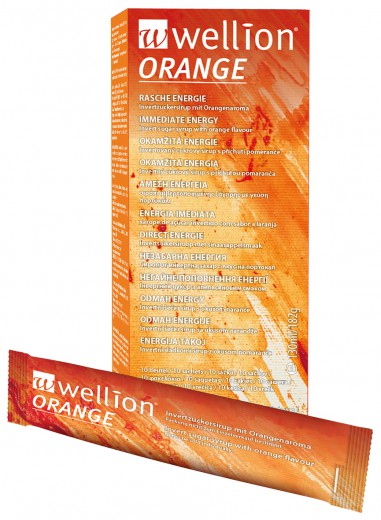 Wellion Orange invertni sladkorni sirup z okusom pomaranče, 130 g