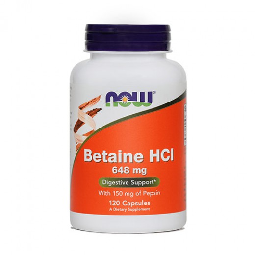 Now, betain HCI, 648 mg, 120 kapsul