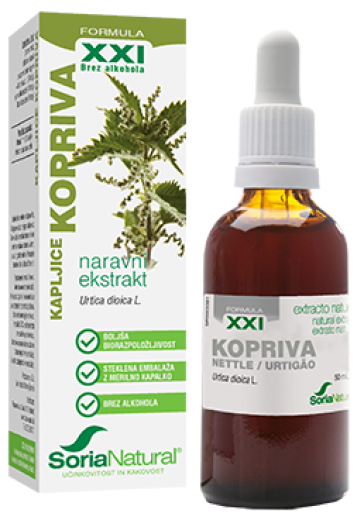 Soria Natural Kopriva XXI kapljice brez alkohola, 50 ml