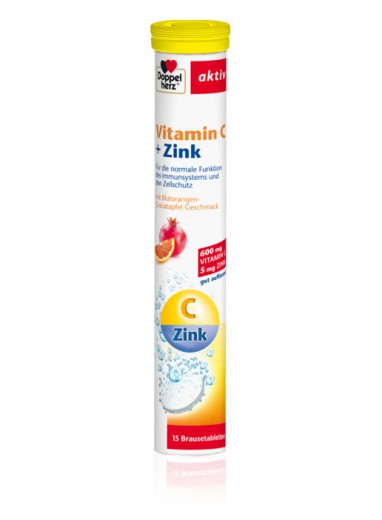 Doppelherz aktiv, vitamin C + cink, 15 šumečih tablet