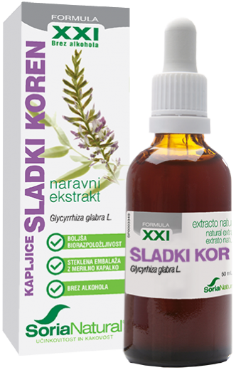 Soria Natural, sladki koren XXI kapljice brez alkohola, 50 ml