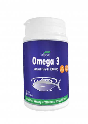 Algena, omega 3 naravno ribje olje z dodanim vitaminom E, 100 kapsul