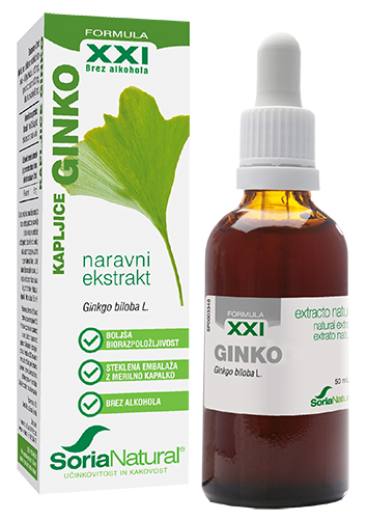 Soria Natural, ginko XXI kapljice brez alkohola, 50 ml