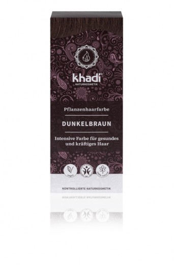 Rastlinska barva za lase Temno rjava Khadi, 100 g