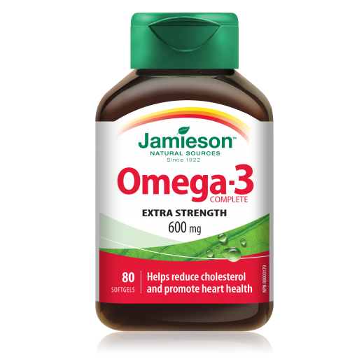 Jamieson, omega - 3 complete ekstra moč, 600 mg, 80 kapsul
