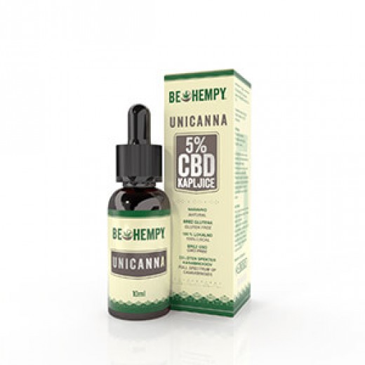 Unicanna, 5% CBD kapljice Be hempy 10 ml