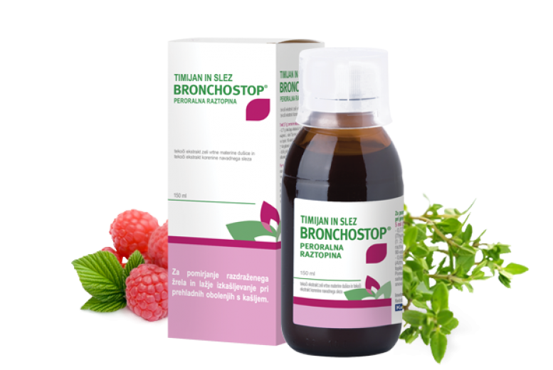 Timijan in slez Bronchostop peroralna raztopina, 150 ml