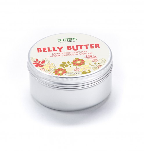 Butters Belly maslo proti strijam jagoda vanilija, 100 ml