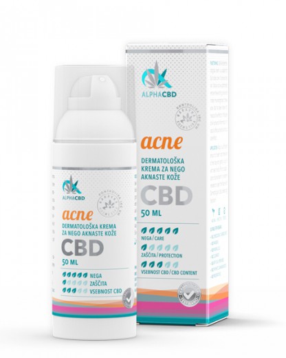 Dermatološka krema za nego aknaste kože Alpha CBD, 50 ml