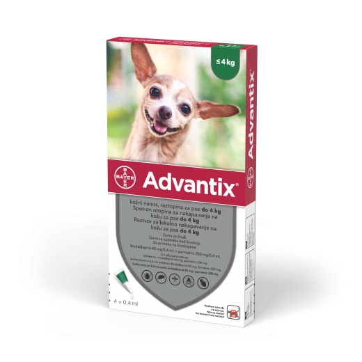Advantix kožni nanos, raztopina za pse do 4 kg