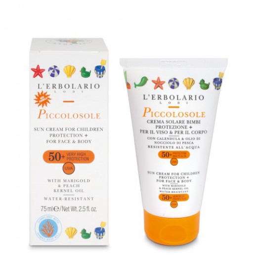 L'Erbolario, Piccolosole Otroška krema za telo in obraz z zaščito pred soncem, SPF 50+, 75 ml