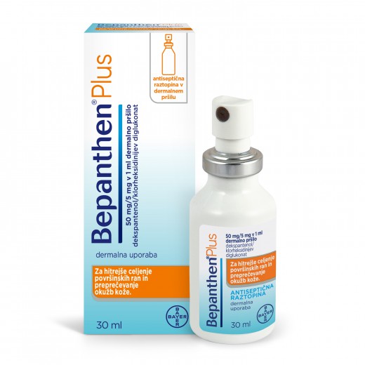 Bepanthen Plus 50 mg/5 mg v 1 ml dermalno pršilo, 30 ml