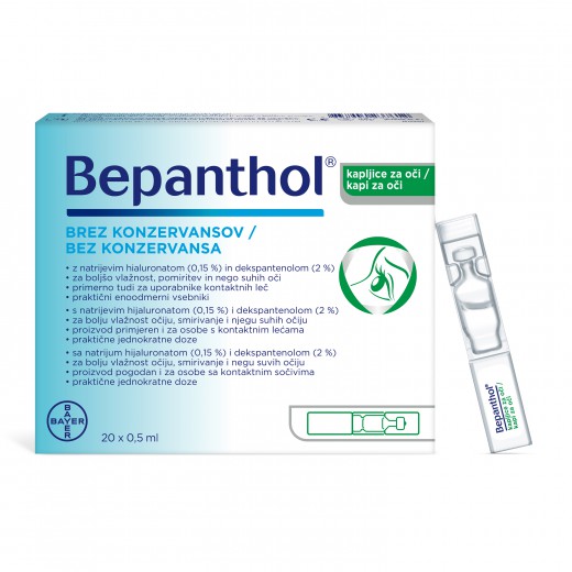 Bepanthol, kapljice za oči, 20 x 0,5 ml