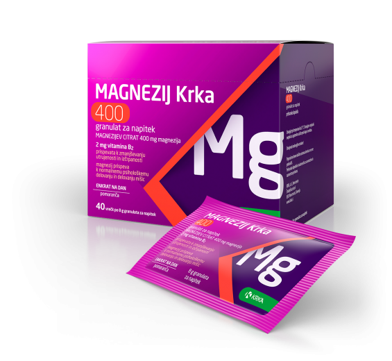 MAGNEZIJ Krka 400, granulat za napitek - vrečke (40 x 8 g)