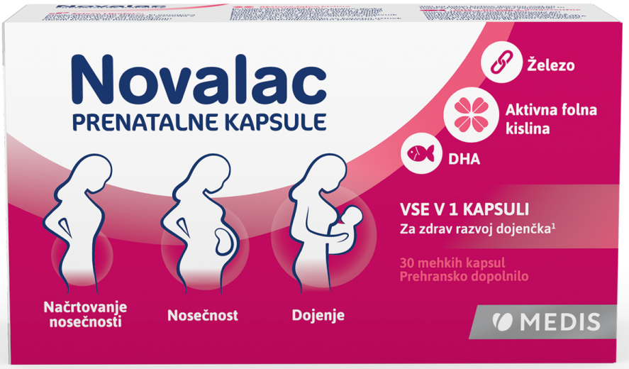 Novalac prenatalne kapsule, mehke kapsule (30 kapsul)