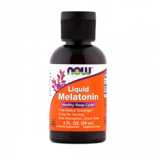 NOW, Tekoči melatonin, s sladkorjem in sladilom, 59 ml