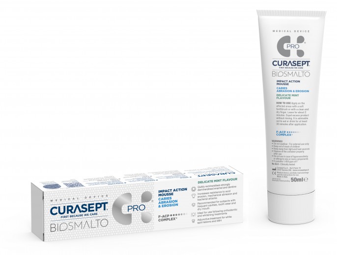 Curasept BIOSMALTO PRO Impact Action - zobna pena Karies, Abrazija, Erozija z okusom nežne mete, 50 ml