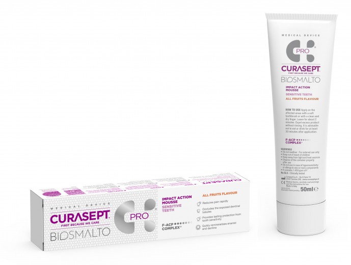 Curasept BIOSMALTO PRO Impact Action - zobna pena Sensitive, 50 ml