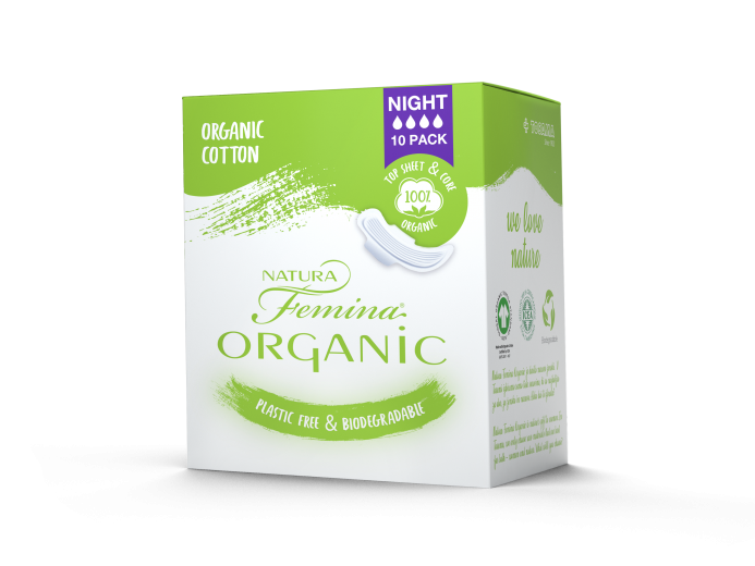 Natura Femina Organic nočni organski bombažni vložki, 10 kos