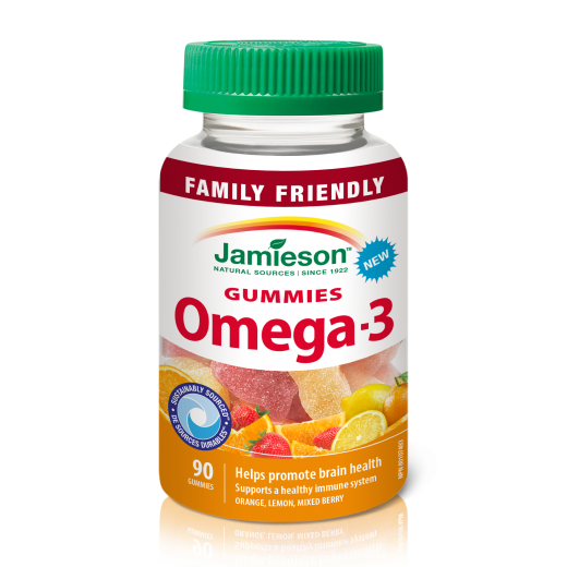 Jamieson Omega-3 žvečljivi bonboni za otroke, mladostnike in odrasle, s sladili