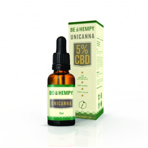 Unicanna, 5% CBD kapljice Be hempy 30 ml