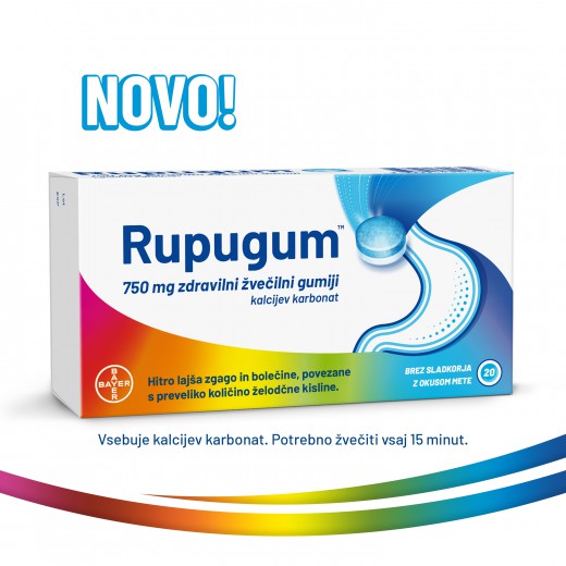 Rupugum 750 mg, zdravilni žvečilni gumi (20 žvečilnih gumijev)