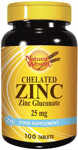 Natural Wealth, Kelatirani Cink 25 mg, 100 tablet