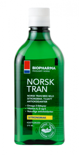 Biopharma Norsk tran - Norveško tekoče polenovkino olje, 375 ml 