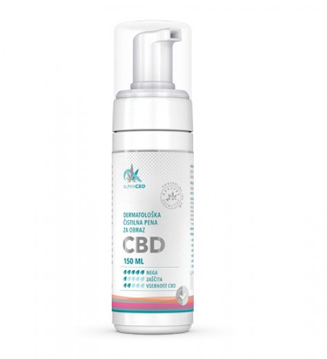 Alpha CBD, Dermatološka čistilna pena za obraz CBD, 250 ml