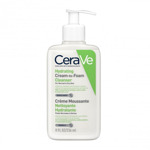 CeraVe, Vlažilna kremno-penasta čistilna emulzija, 236 ml