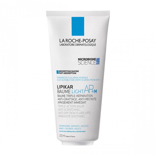 La Roche-Posay, LIPIKAR BAUME LIGHT AP+M Balzam za telo in obraz v eko pakiranju za suho kožo, nagnjeno k atopiji, 200 ML