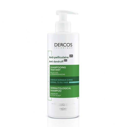VICHY DERCOS AD šampon proti prhljaju za normalne ali mastne lase, 390 ml