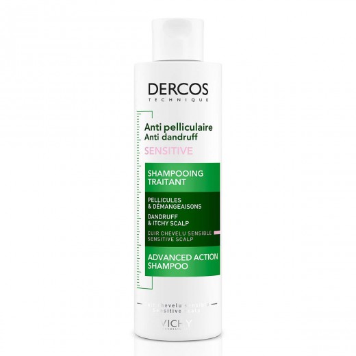 VICHY, DERCOS Negovalni šampon proti prhljaju za občutljivo lasišče brez sulfatov, 200 ml