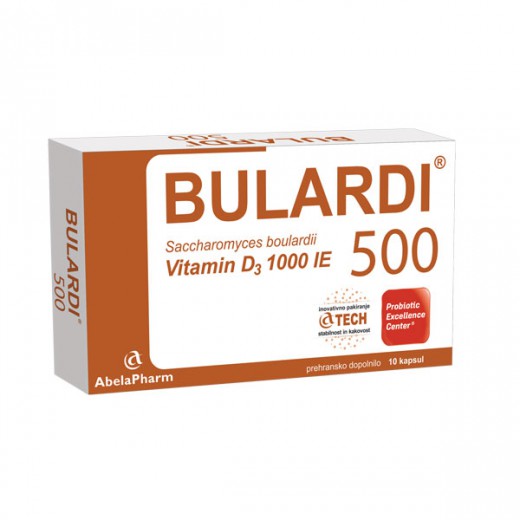 Bulardi 500, Saccharomyces boulardii 500mg, vitamin D3 25μg, 10 kapsul 
