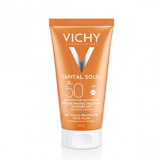 VICHY, CAPITAL SOLEIL DRY TOUCH BB Tonirani Fluid za obraz za mešano do mastno občutljivo kožo obraza SPF50, 50 ml