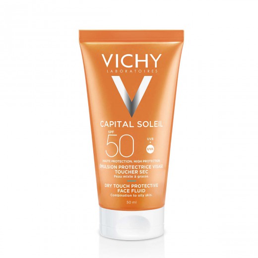 Vichy, CAPITAL SOLEIL DRY TOUCH Fluid za obraz za mešano do mastno občutljivo kožo obraza SPF50, 50 ml