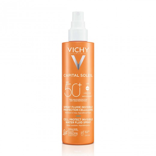Vichy, CAPITAL SOLEIL Fluid na vodni osnovi v pršilu za zaščito kožnih celic SPF50+, 200 ml