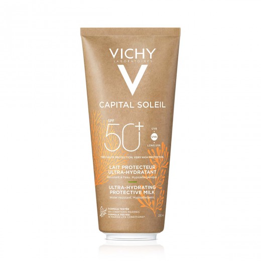 VICHY, CAPITAL SOLEIL ECO Vlažilno mleko za obraz in telo za zaščito pred soncem SPF50+, 200 ml