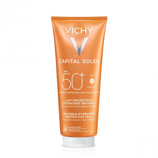 Vichy, CAPITAL SOLEIL Vlažilno mleko za zaščito pred soncem za obraz in telo SPF50+, družinski paket, 300 ml